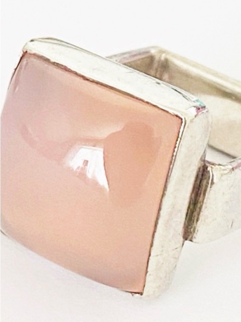 925 unique and beautiful silver ring with large pinkish stone by S. Lawley